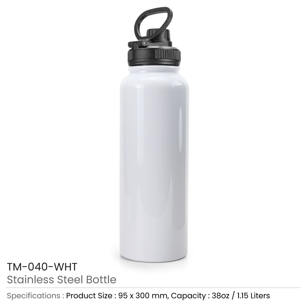 39221 - Stainless-Steel-Bottle-White-TM-040-WHT