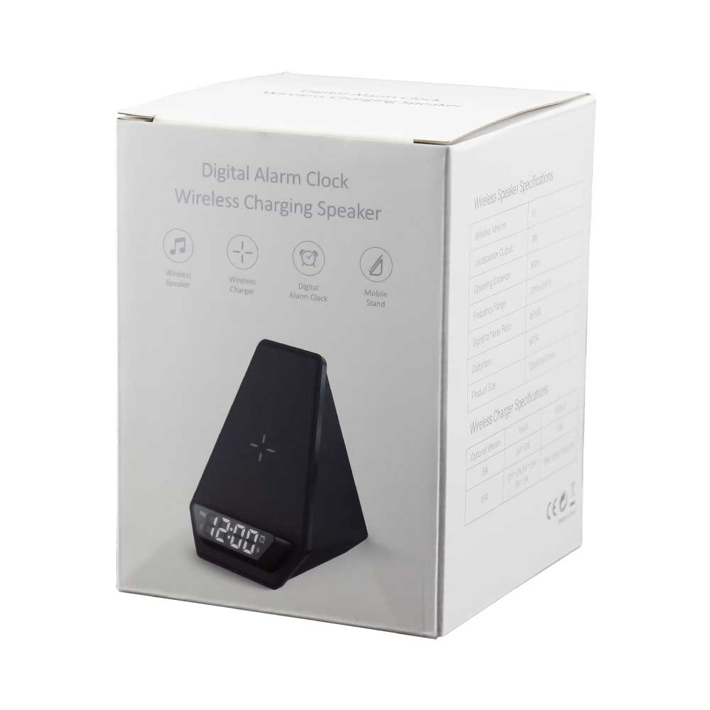39366 - Wireless-Charger-BT-Speaker-with-CLock-SPK-WC4-with-Box