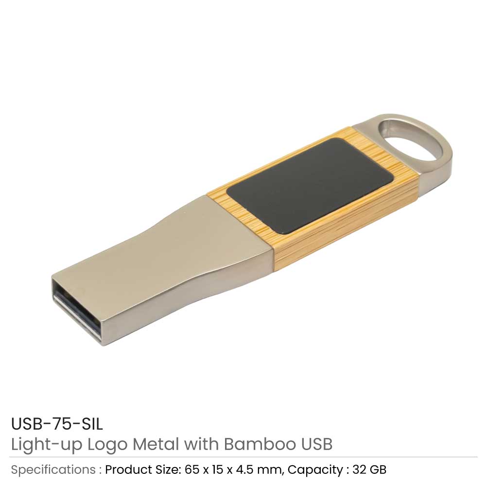 38948 - Light-Up-Logo-Metal-with-Bamboo-USB-75-SIL