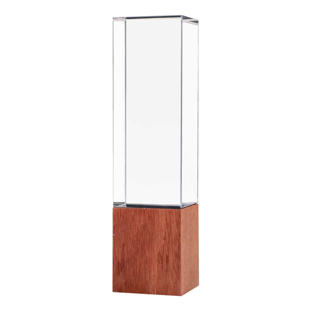 38641 - Cuboid-Shape-Crystal-Awards-with-Wooden-Base-CR-59-Blank
