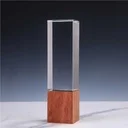 Cuboid Shaped Crystal Awards with Wooden Base