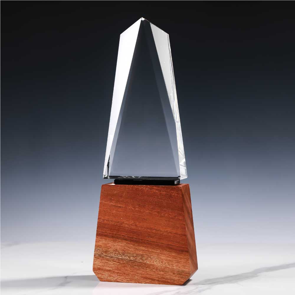 38635 - Tower-Shape-Crystal-Awards-with-Wooden-Base-CR-58-02