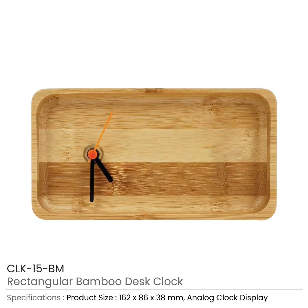 Rectangular Bamboo Desk Clock