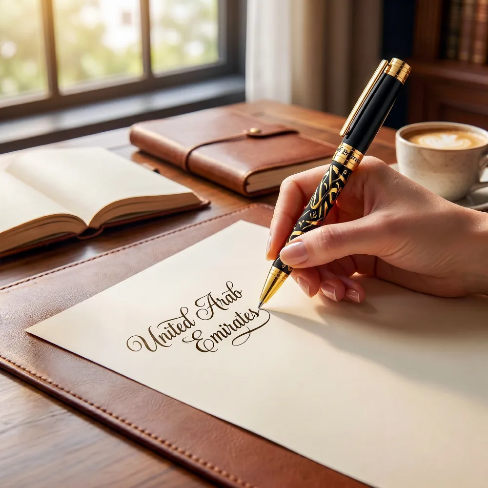 Emirati Prestige Metal Pens with Arabic Calligraphy & UAE Falcon Edition