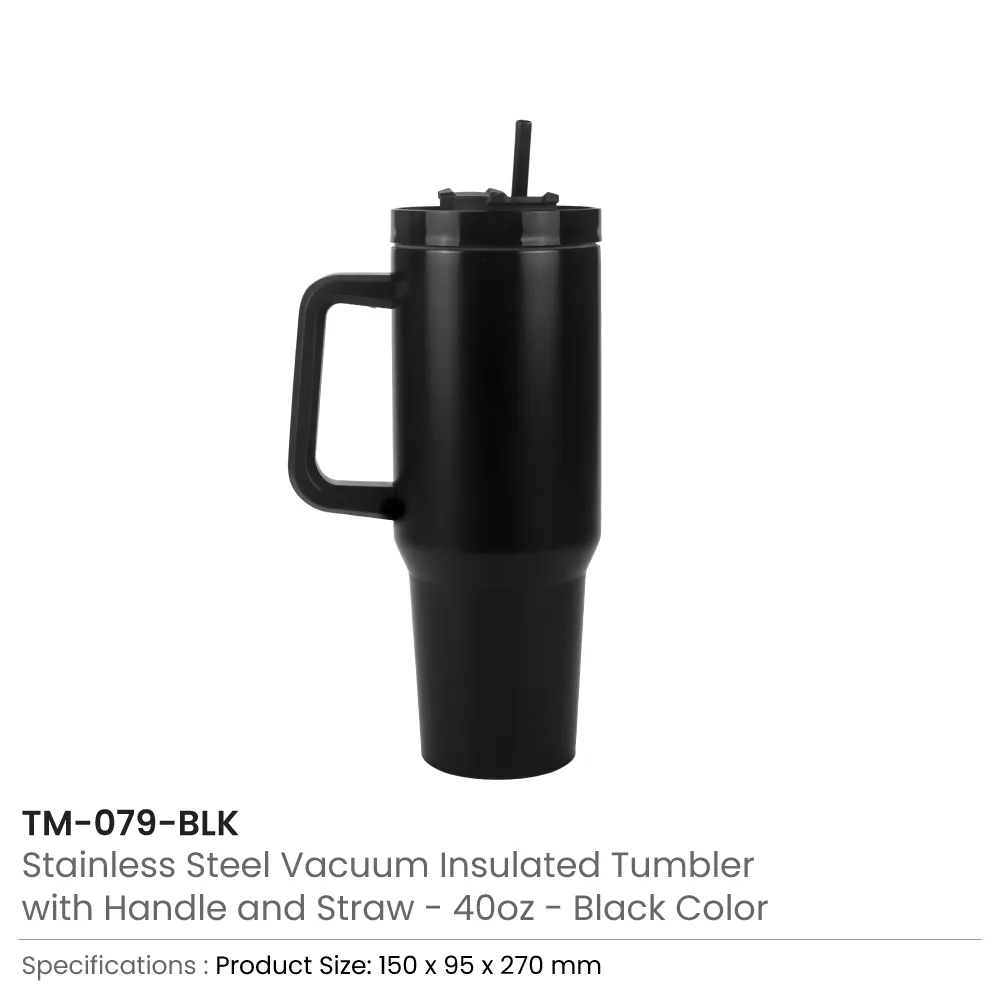 Tumblers with Handle and Straw in Stainless Steel 1200ml