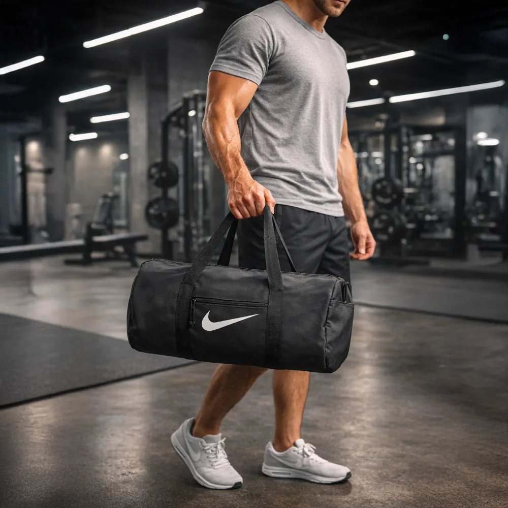 Duffle Gym Bags in Black with Zipper Closure
