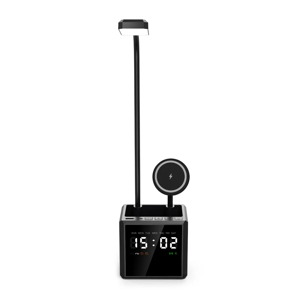 Multi-functional Desk Lamp with Wireless Charger and Clock