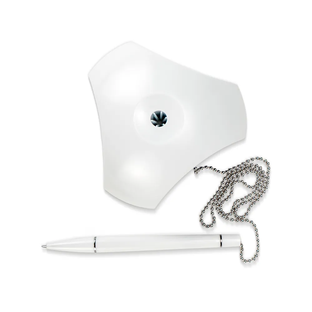 Counter Pen with Base Holder and Secured Chain – Blue Ink