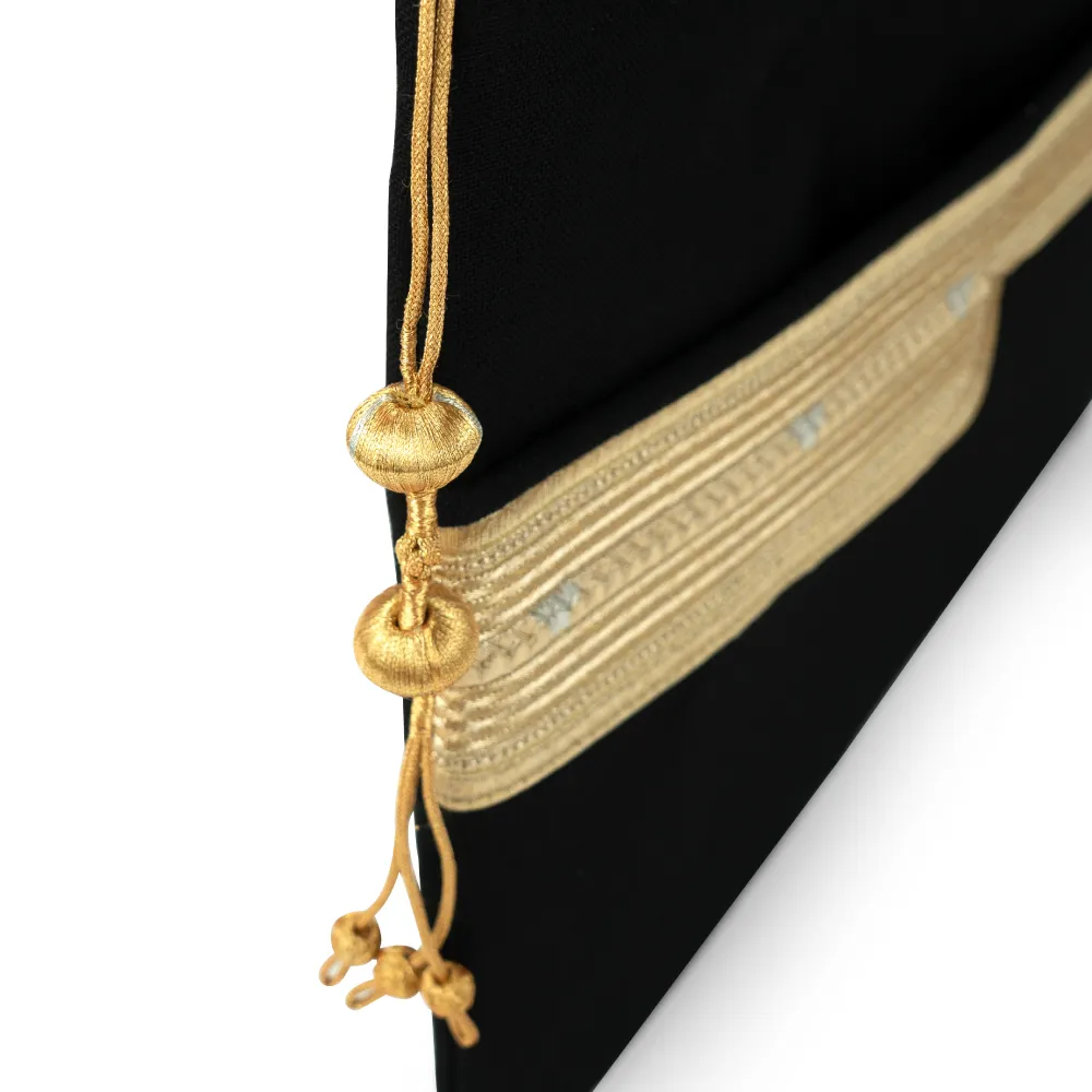 Laptop Sleeve Zipper Pouch with Tassel and Arabic Bisht Design Embroidery