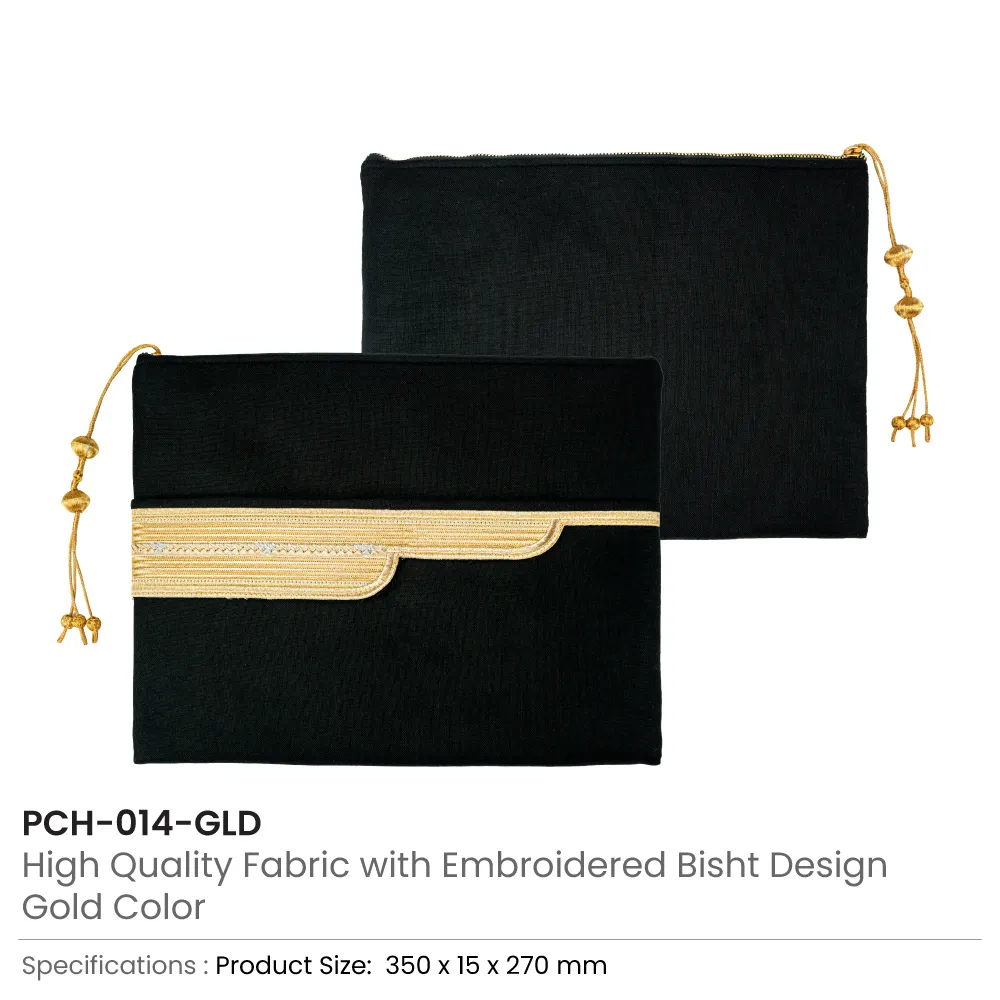 Laptop Sleeve Zipper Pouch with Tassel and Arabic Bisht Design Embroidery