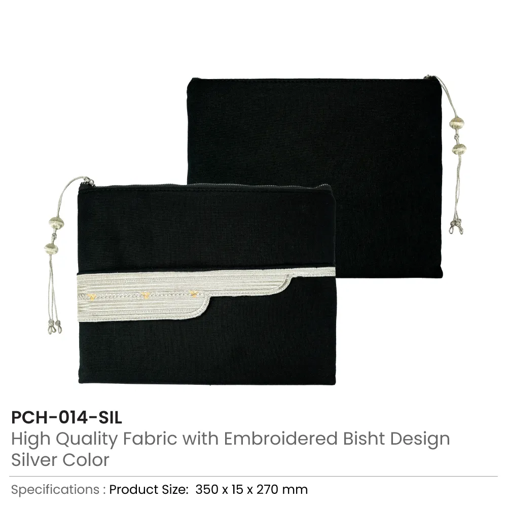 Laptop Sleeve Zipper Pouch with Tassel and Arabic Bisht Design Embroidery