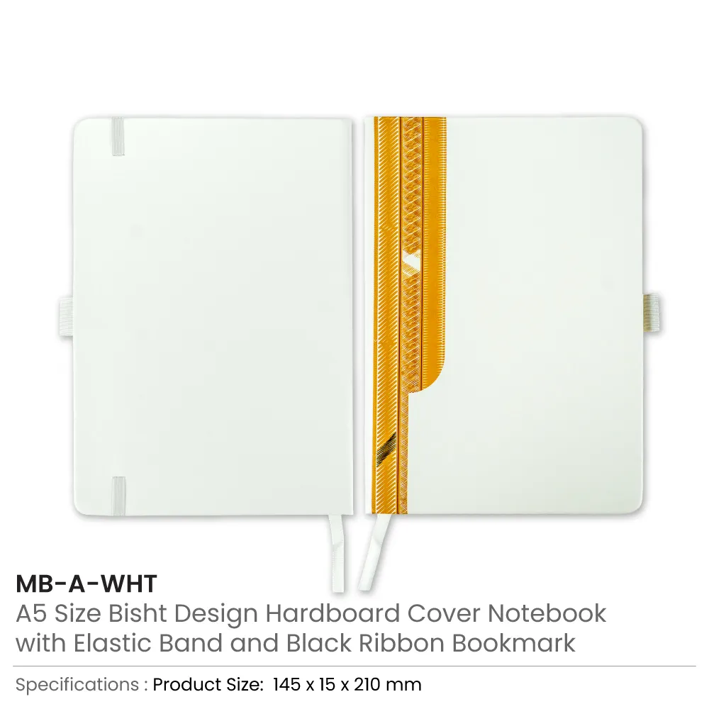 Arabic Bisht Style Notebooks — A5 Hard Cover with Elastic Band, Bookmark & Pen Holder