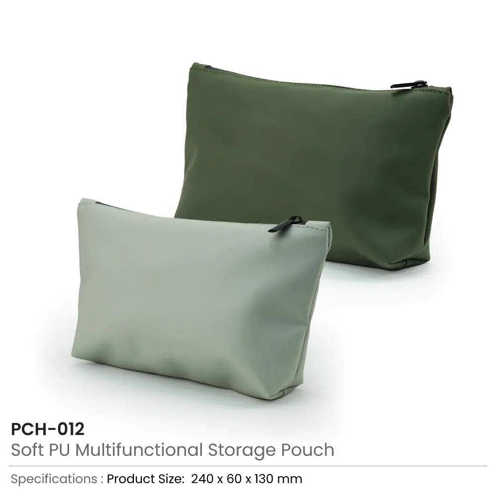 Cosmetic Pouch with Zipper in Soft PU Material