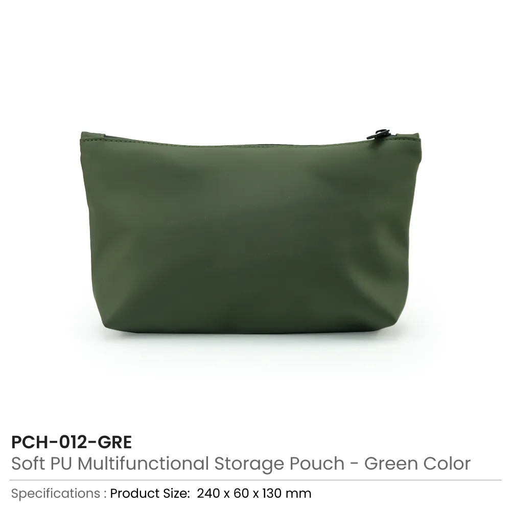 Cosmetic Pouch with Zipper in Soft PU Material