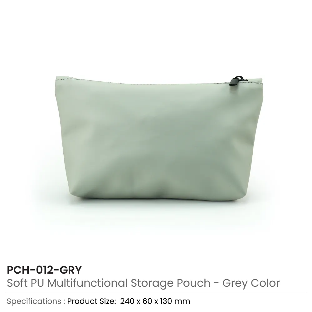 Cosmetic Pouch with Zipper in Soft PU Material