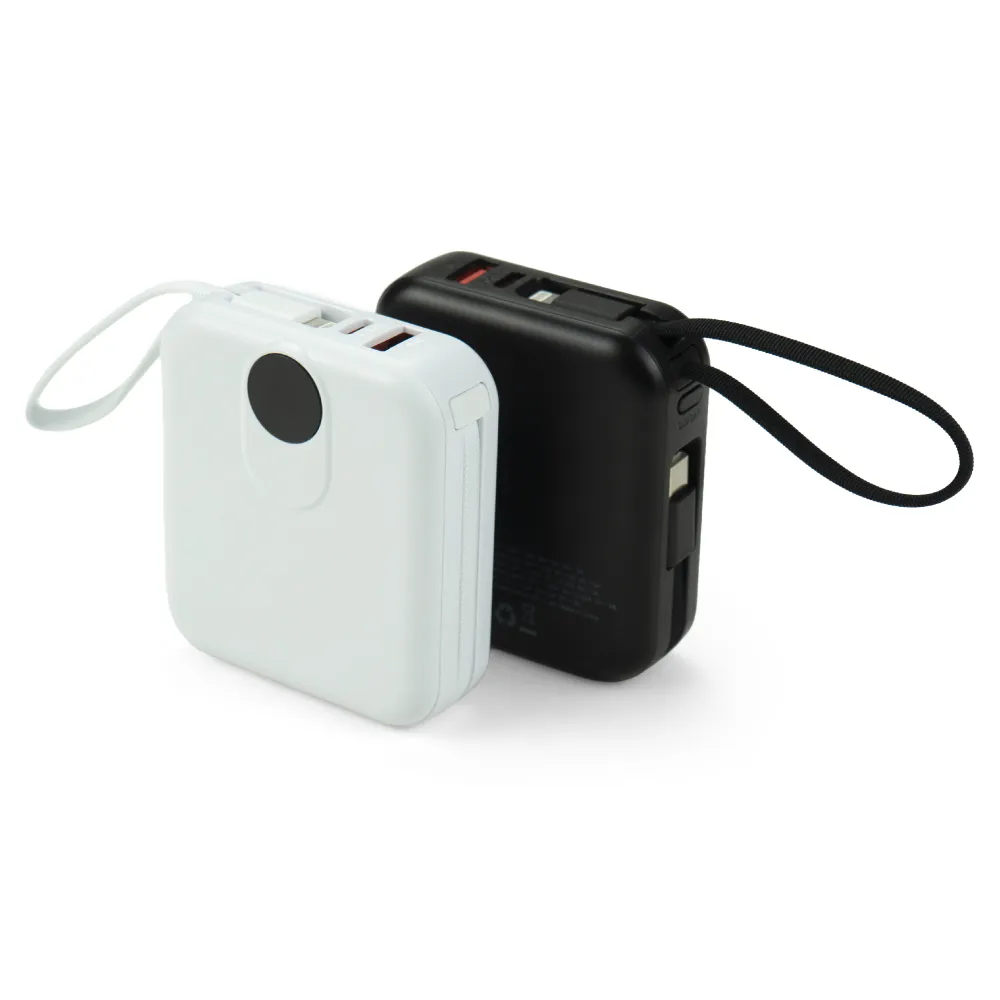 Fast Charging Digital Powerbank 38.5Wh with Built-in Type-C and Lightning Cable, 10000 mAh