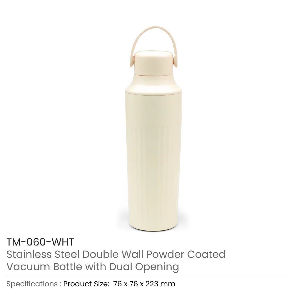 Dual Opening SS Bottles, Double-Wall Insulated Body, Powder Coated, 500ml