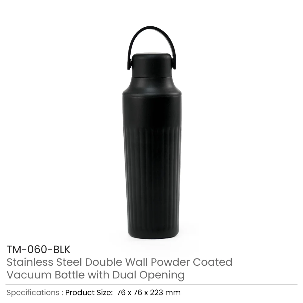 Dual Opening SS Bottles, Double-Wall Insulated Body, Powder Coated, 500ml