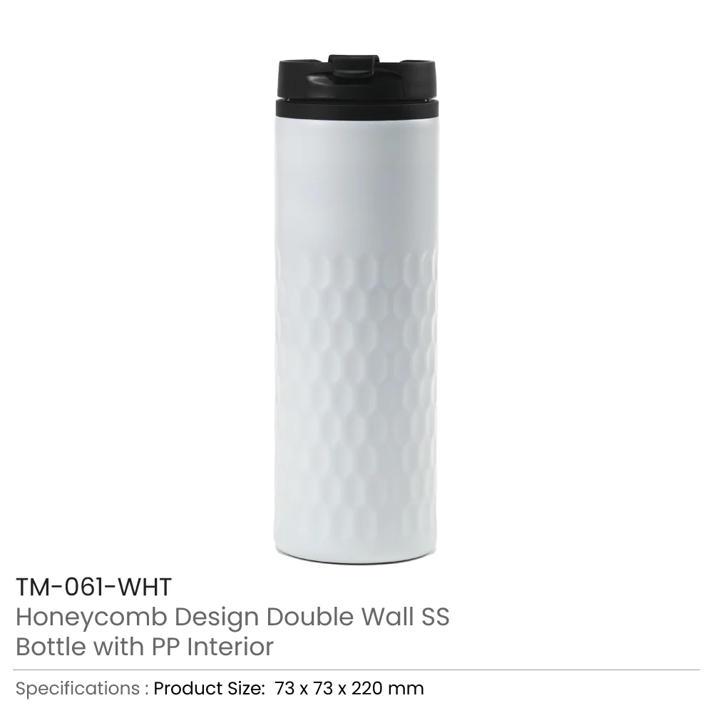 Honeycomb Design SS Bottles, Double Wall with PP Interior 420ml