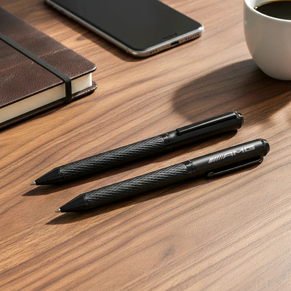 Black Metal Pens with Diamond Textured Design Barrel