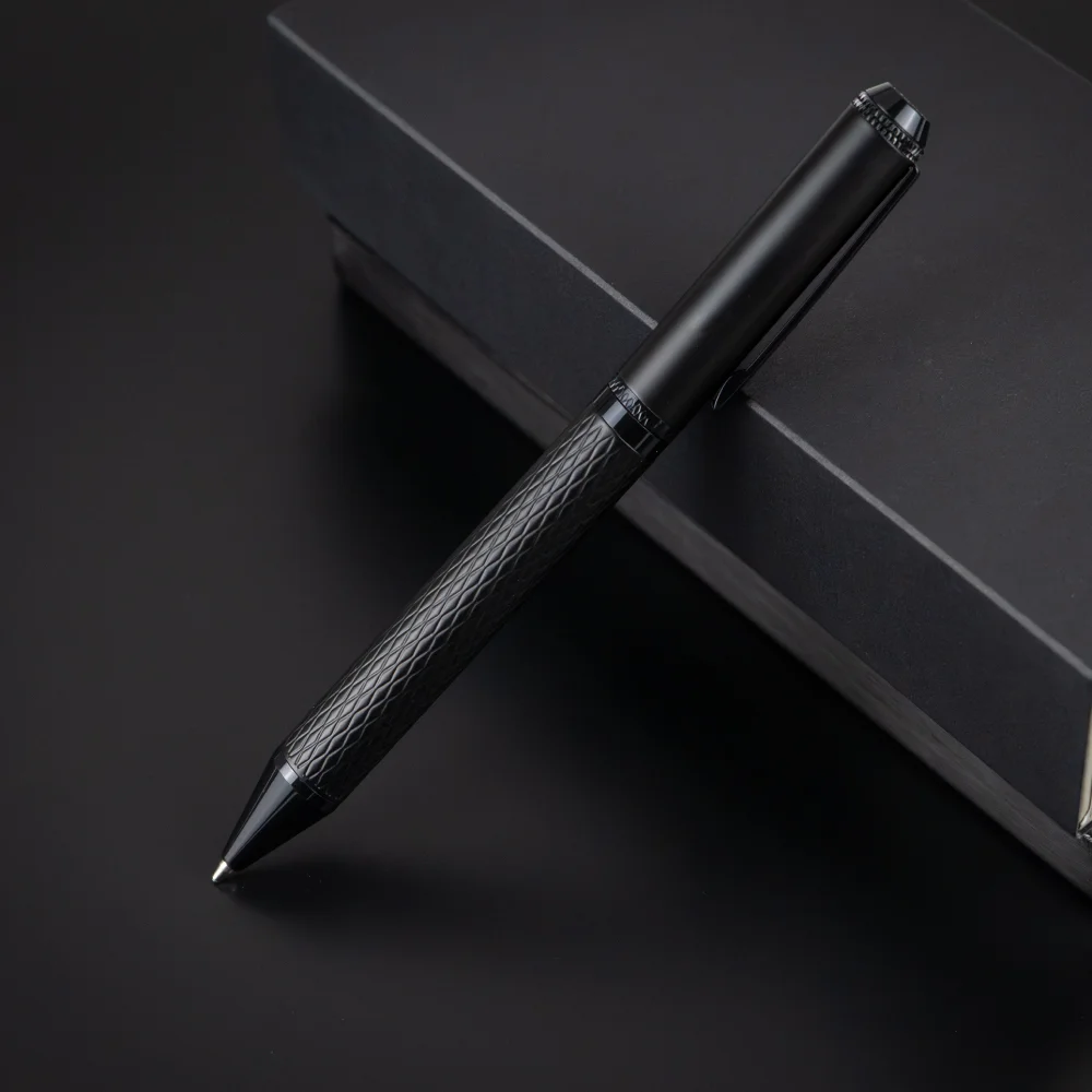 Black Metal Pens with Diamond Textured Design Barrel