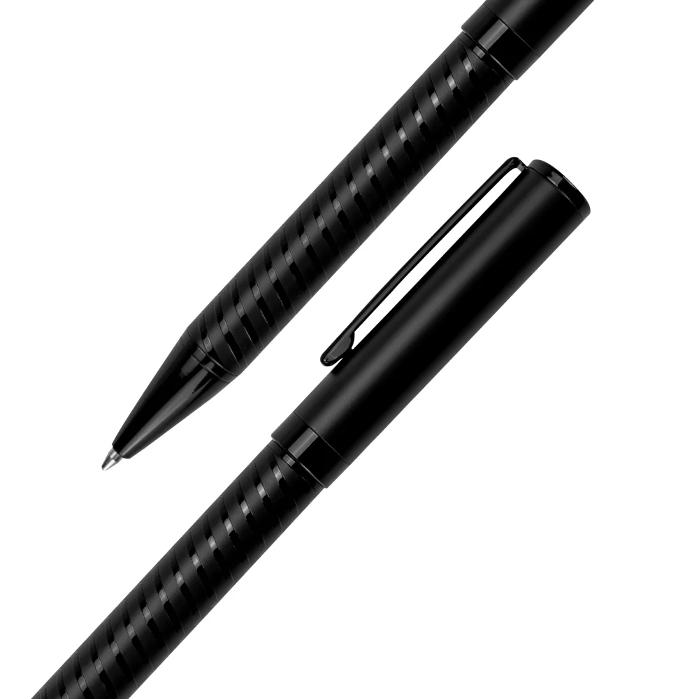 Black Metal Pens with Spiral Design Barrel