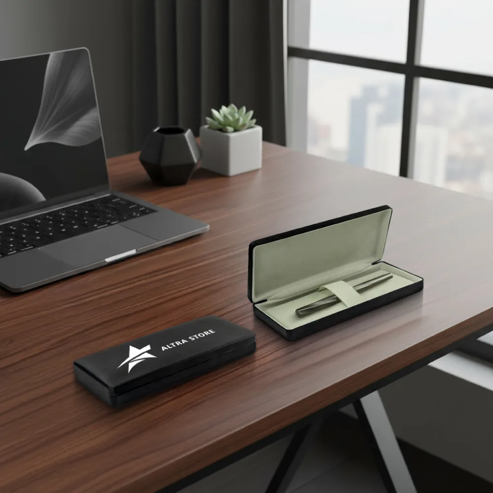 Black Pen Box in PU Leather with Soft Velvet Interior