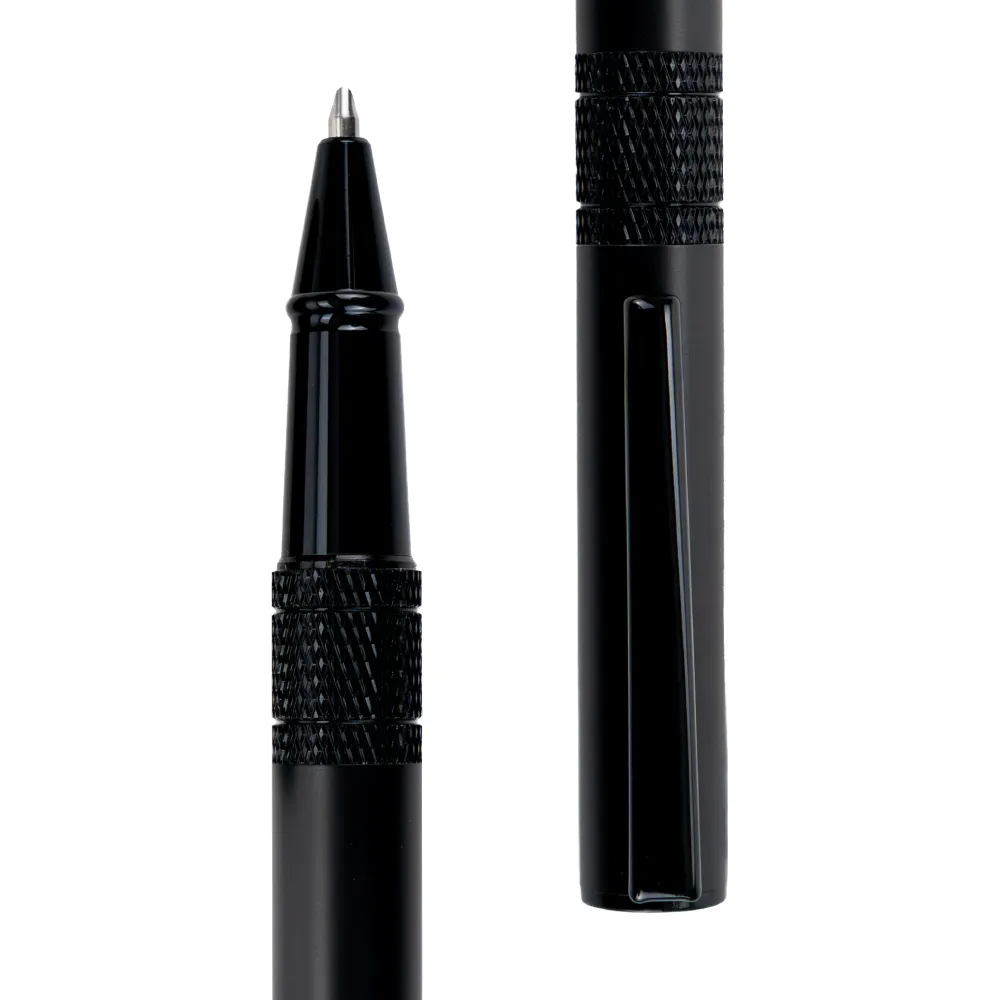 Black Metal Pen Set with Matte Finish in Hardboard Slide to Open Box