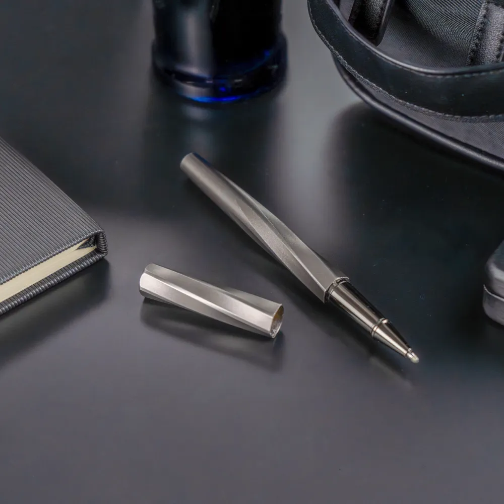 Rollerball Pens Swirl Design in Gunmetal Finish with PU Leather Box