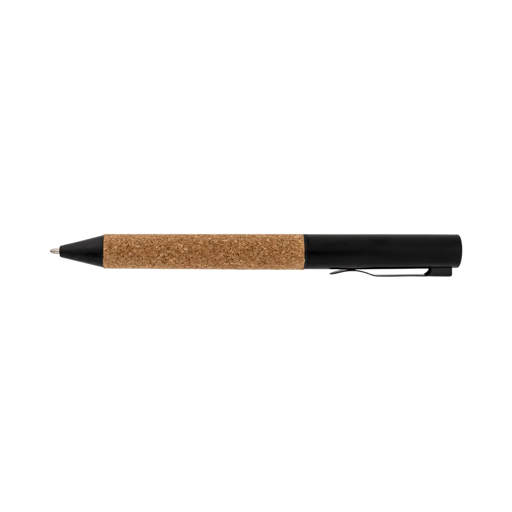 Eco-friendly Metal Pens Black with Cork Barrel and Black Ink