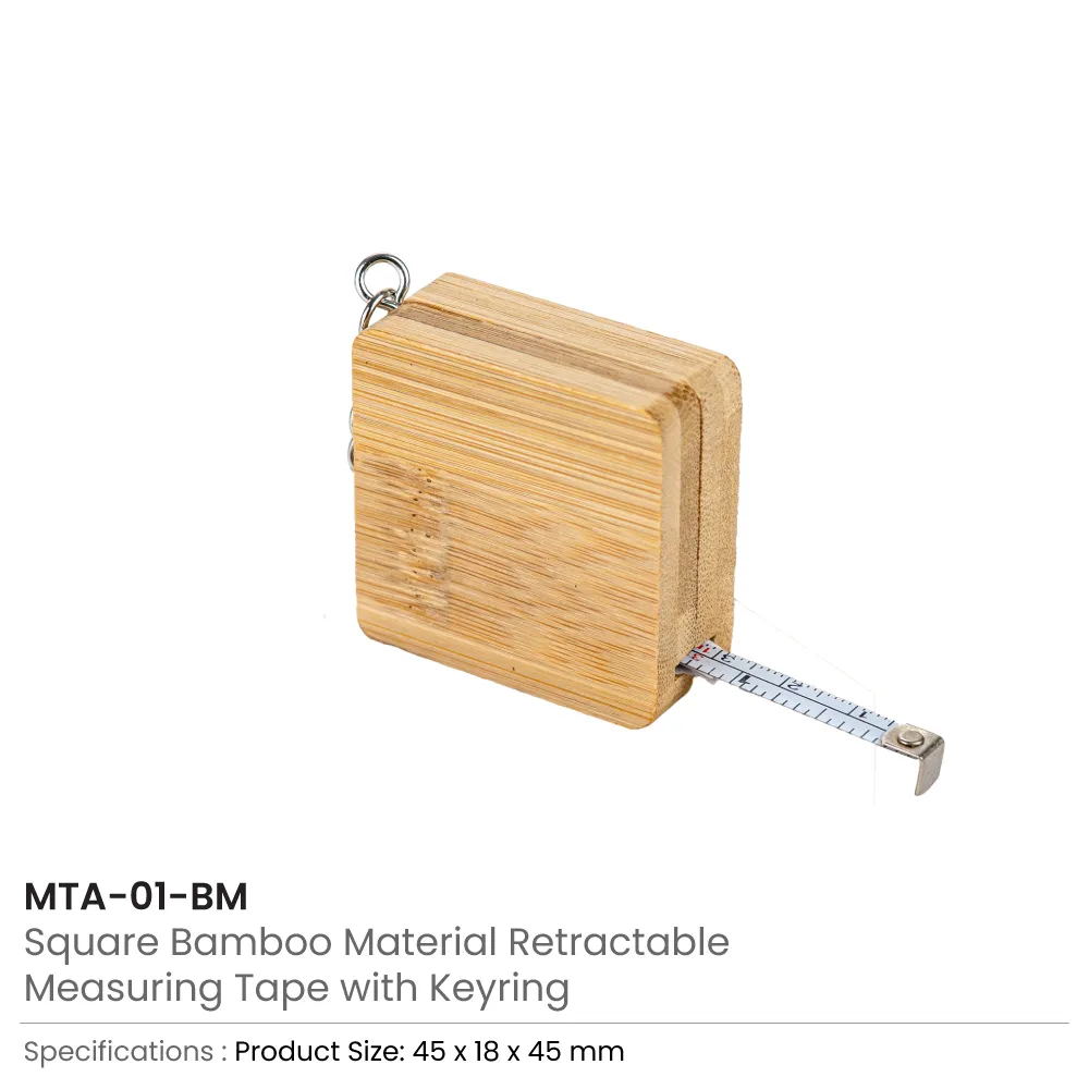 Bamboo Retractable Measuring Tape Keychains