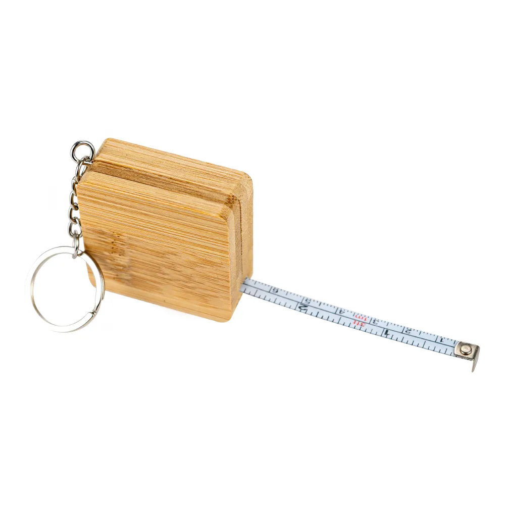 Bamboo Retractable Measuring Tape Keychains