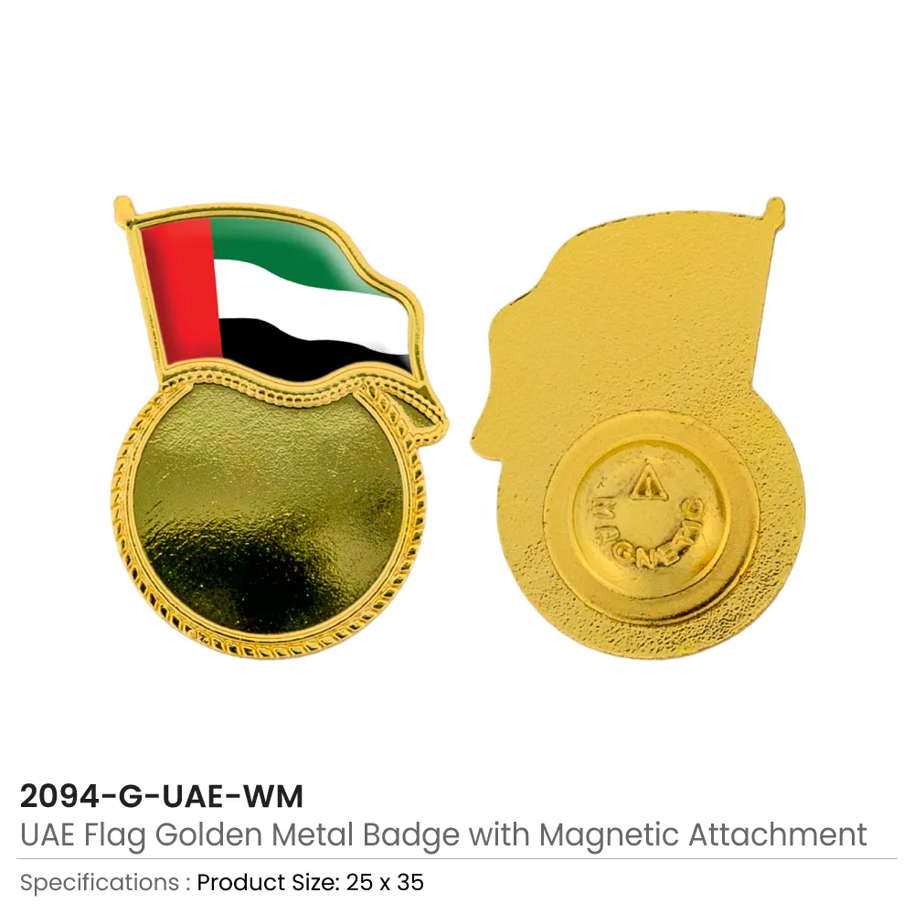 UAE Flag Design Badges in Metal with Attachment