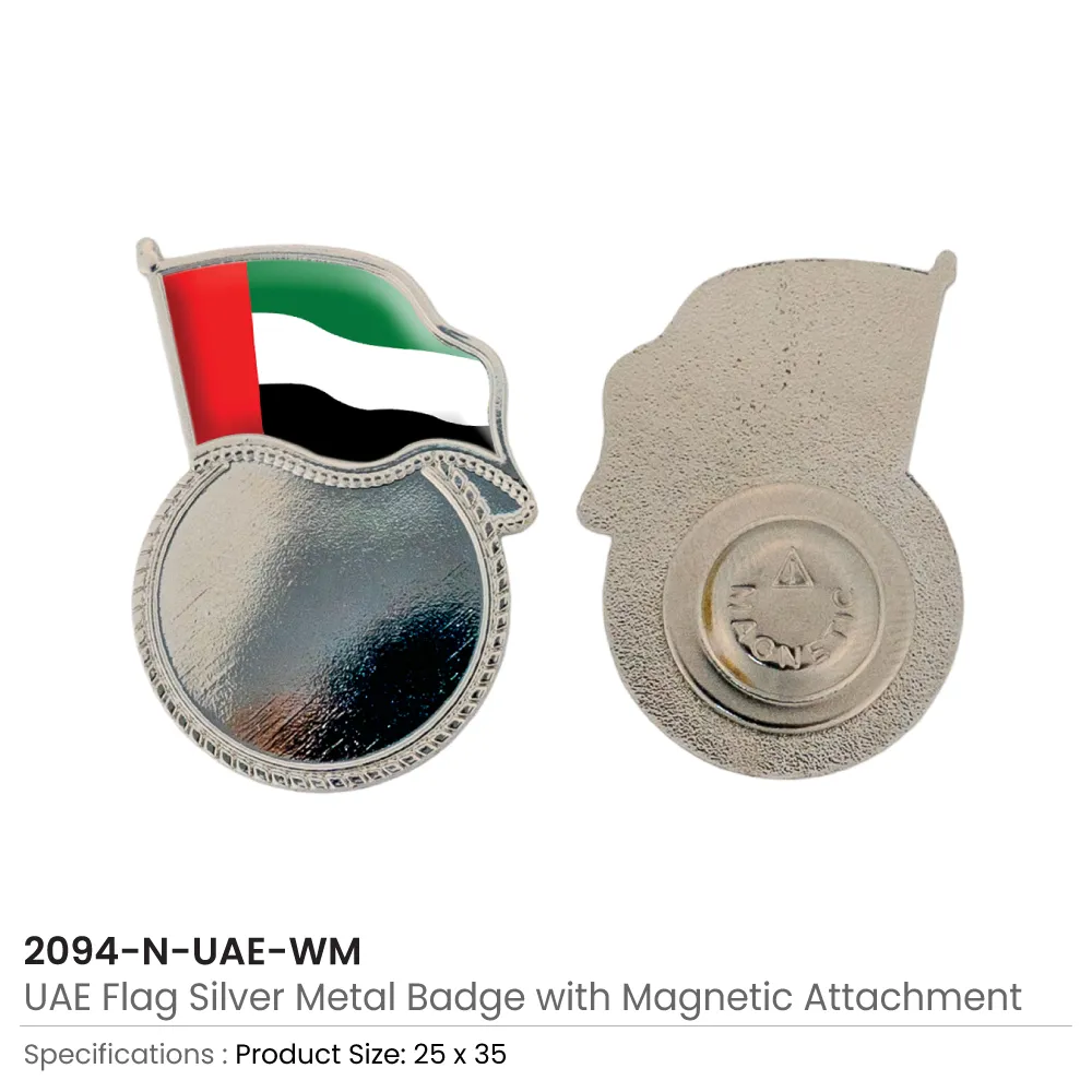 UAE Flag Design Badges in Metal with Attachment