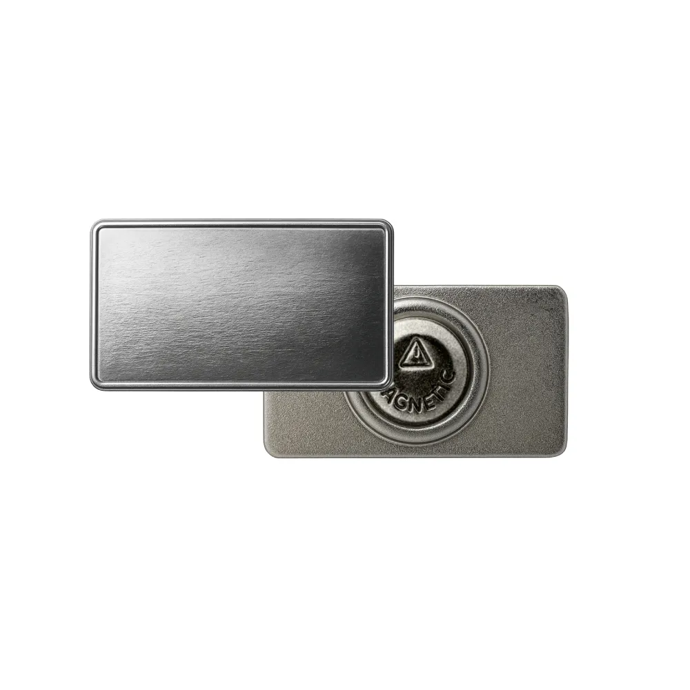 Rectangular Flat Metal Badges with Magnet Attachment