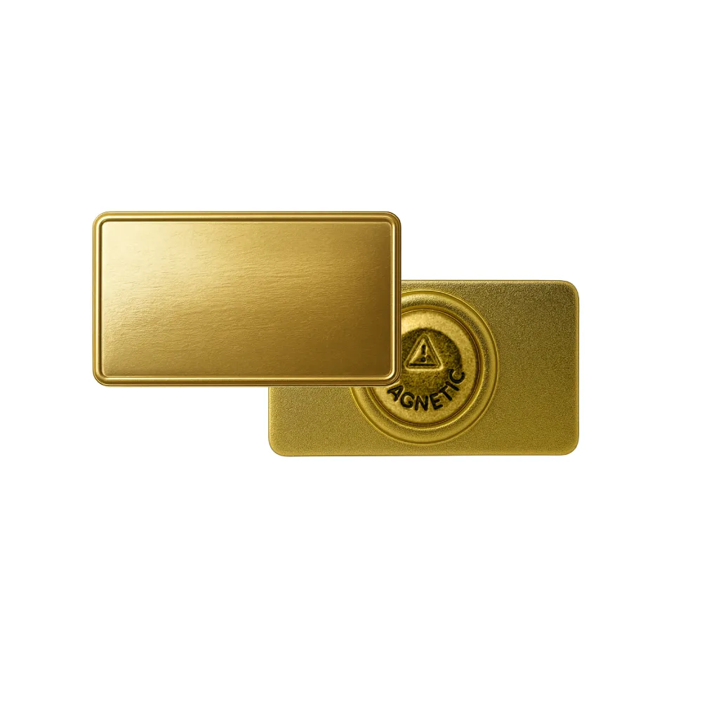 Rectangular Flat Metal Badges with Magnet Attachment
