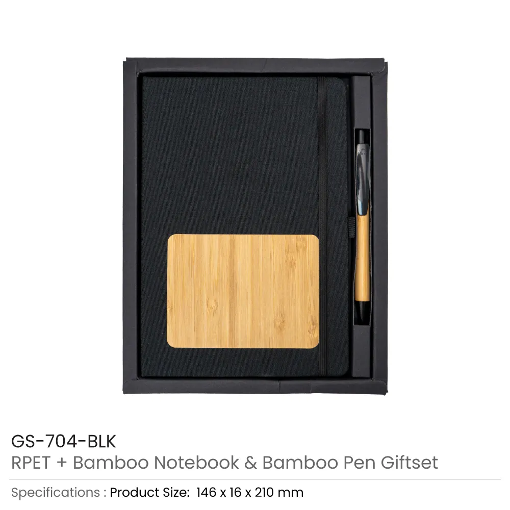 rPET and Bamboo Notebook with Pen Gift Sets