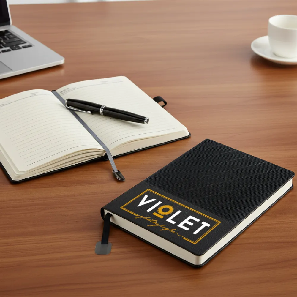 Soft PU Cover Notebooks in A5 Size with Metal Plate Bookmark