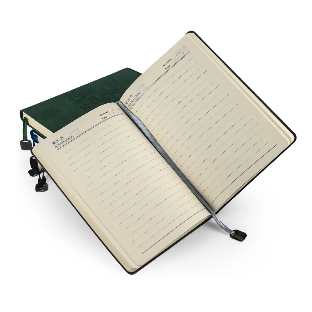 Soft PU Cover Notebooks in A5 Size with Metal Plate Bookmark