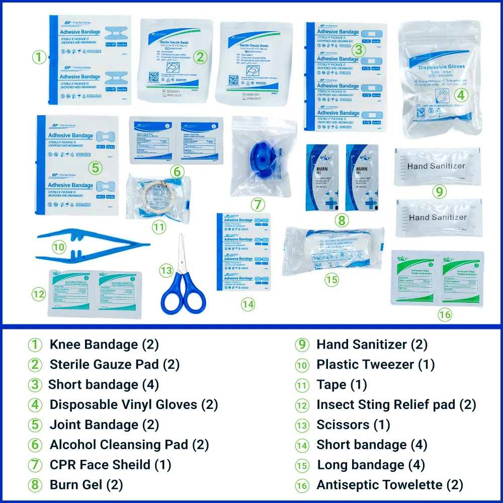 First Aid Kit Set, 16 Essential Items in White Box