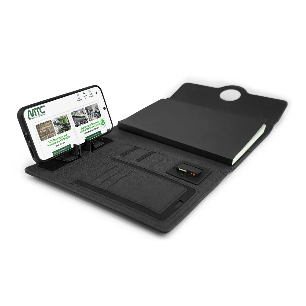 Powerbank Portfolio Notebook, 8000 mAh, with 15W Wireless Charging