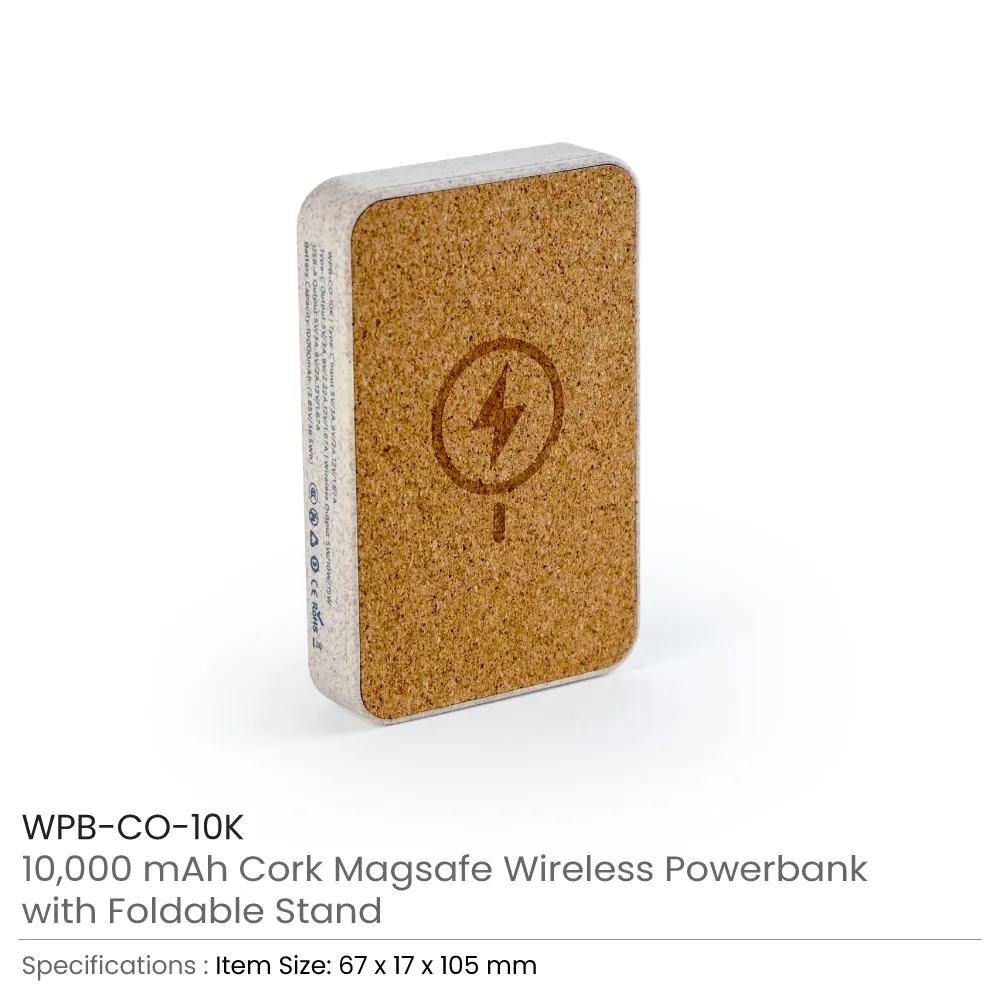 Cork MagSafe Wireless Powerbank with Foldable Stand, 15W, 10000 mAh