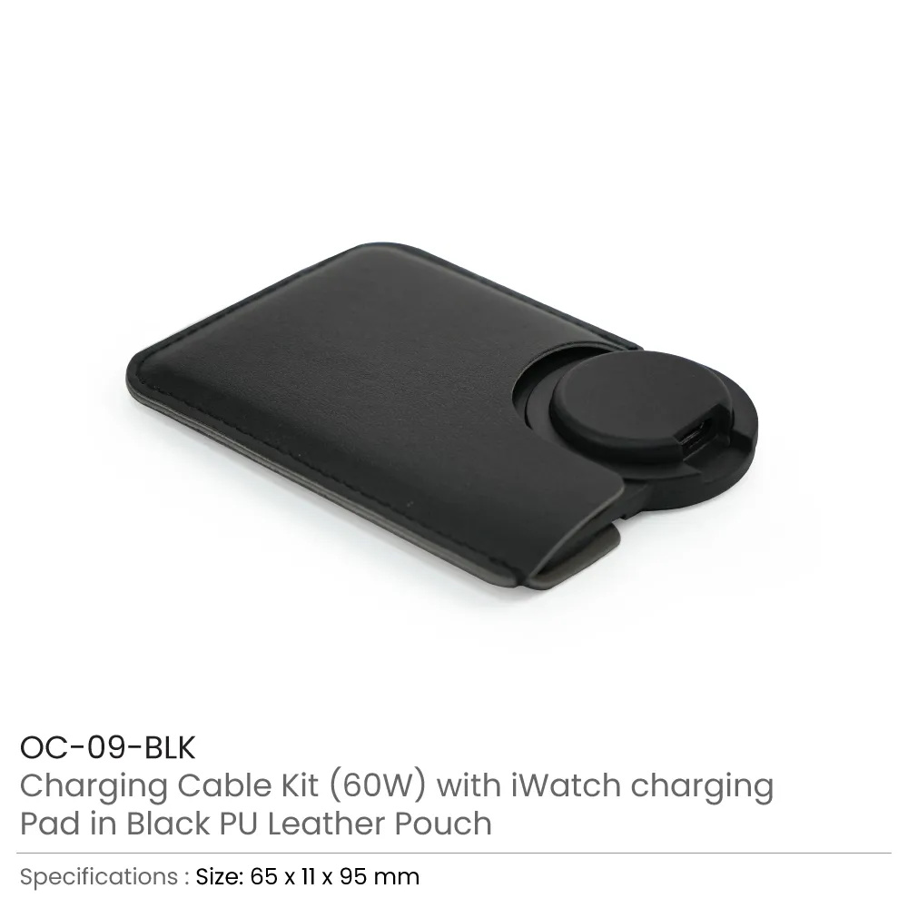 Charging Cable Kit (60W) with iWatch Charging Pad in PU Leather Pouch