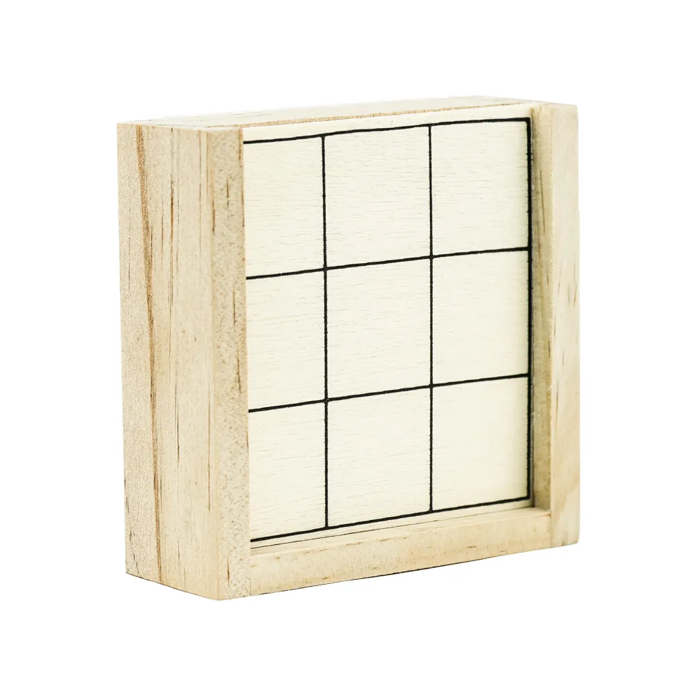 Tic-Tac-Toe Wooden Board Game with Slide Storage Box – 9 Wooden Cubes