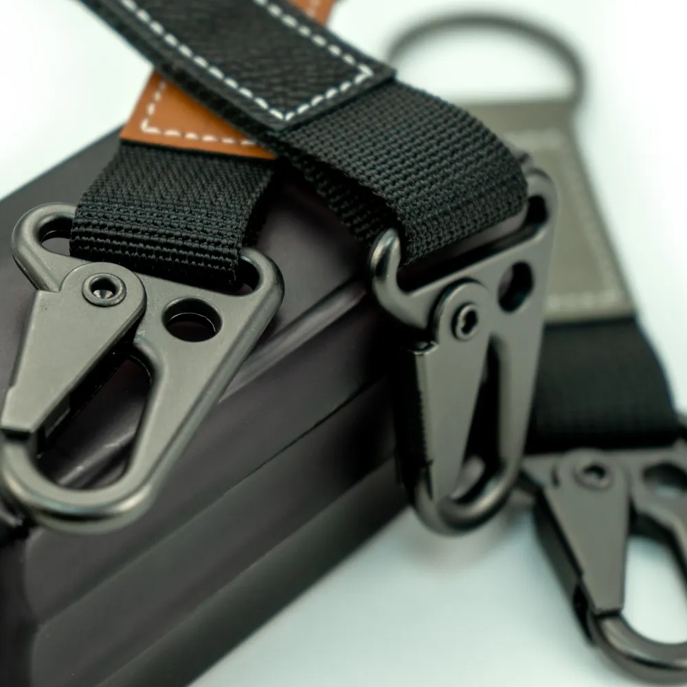 Laserable PU Leather Keychains with Sling Snap Hook