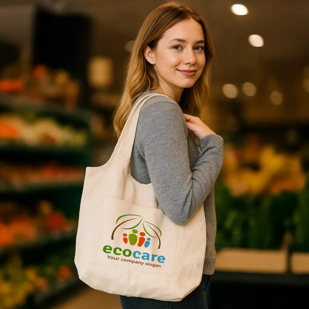 Cotton Hobo Bags with Front Pocket, 10 oz (340 GSM)