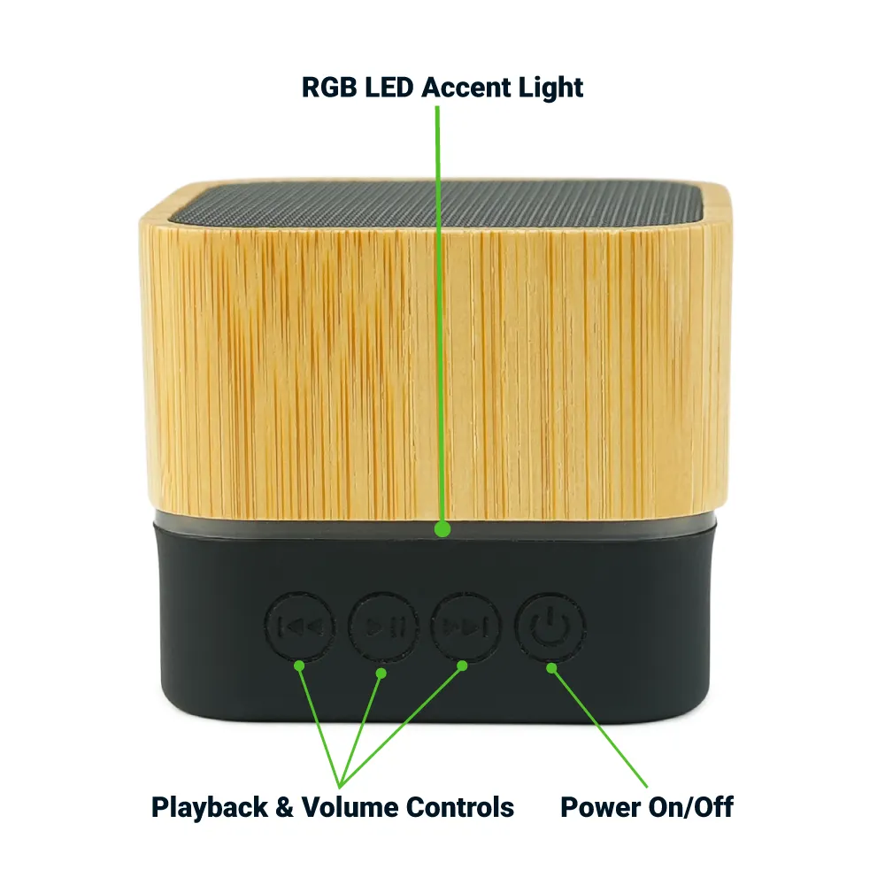 Cube Bamboo Bluetooth Speakers V5.0