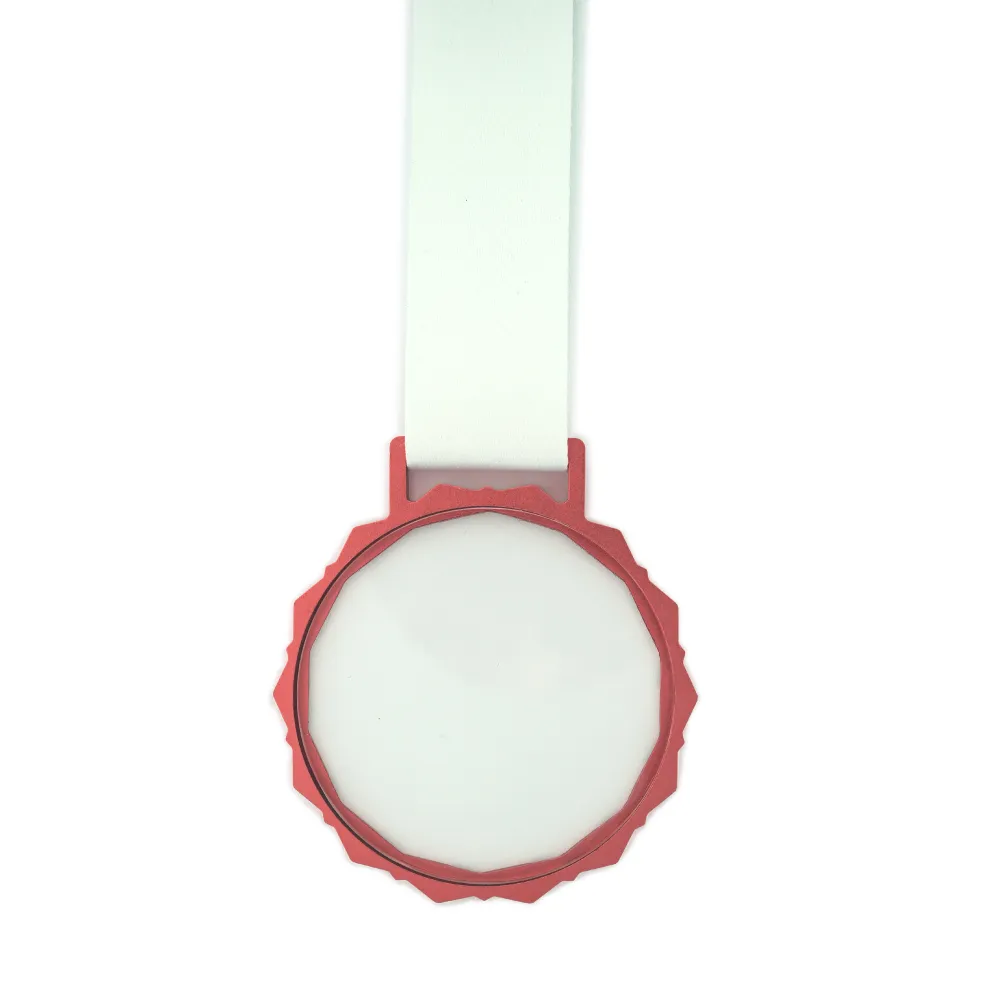 Glass Medals with Metal Frame and 3cm White Ribbon