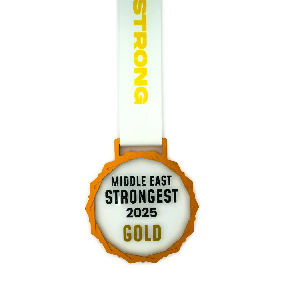 Glass Medals with Metal Frame and 3cm White Ribbon