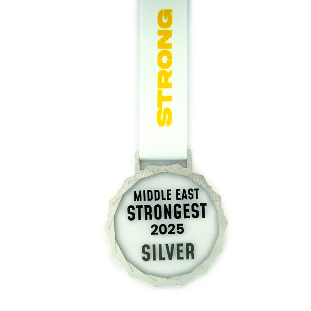 Glass Medals with Metal Frame and 3cm White Ribbon